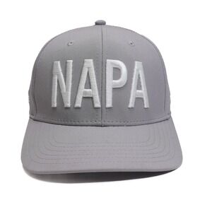 Pukka Snapback Hat Gray Napa Logo Adjustable Corporate Golf Tech Cap